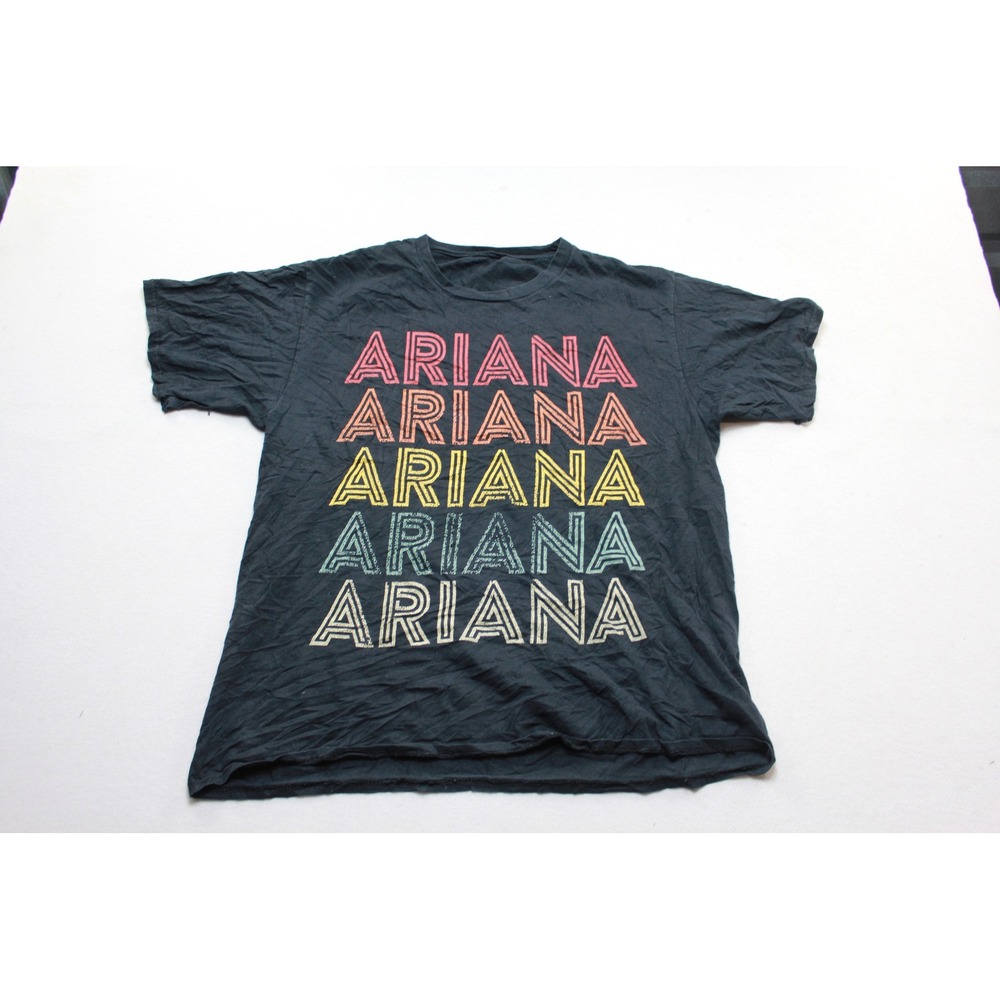 Ariana Grande Graphic Tee Mens Large Black Good Rainbow Stacked Text Merch